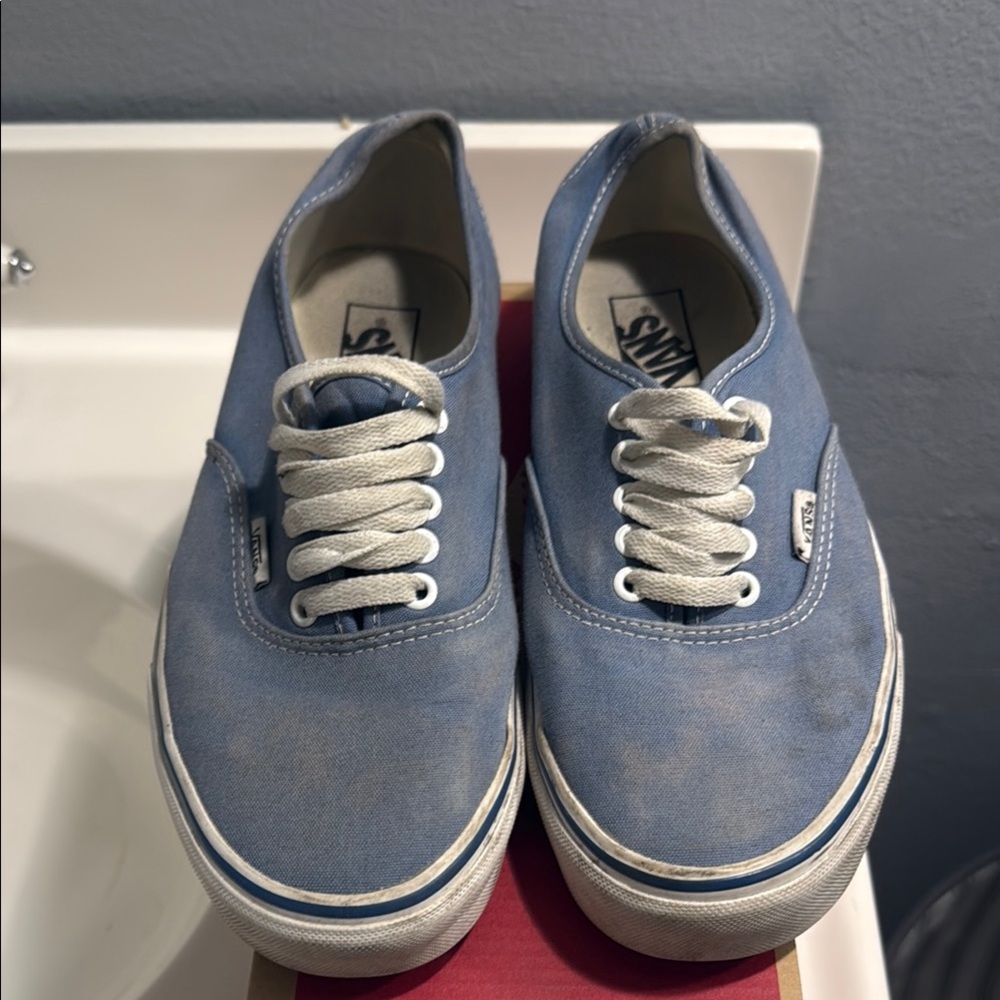 Vans Blue and White Canvas Sneakers Classic Style